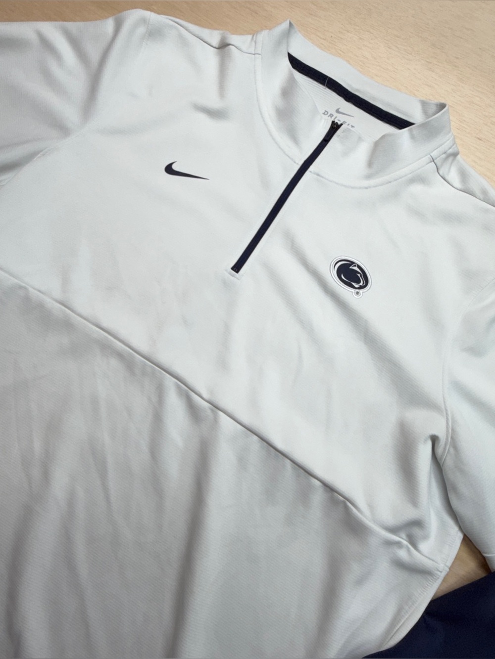 Nike On-Field Penn State Quarter Zip Pullover White Navy Blue Mens 3XLT Tall